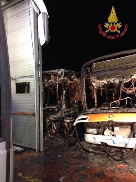 Alcuni degli autobus coinvolti