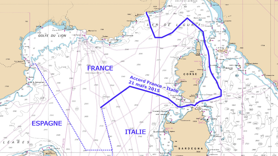 I nuovi confini marittimi Francia Italia secondo il sito francese Shom