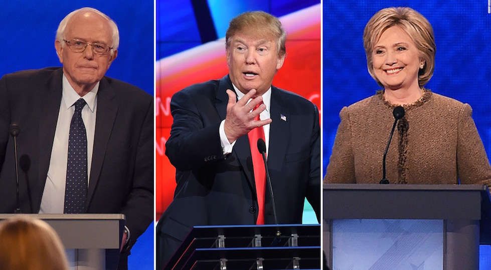 Bernie Sanders, Donald Trump, Hillary Clinton