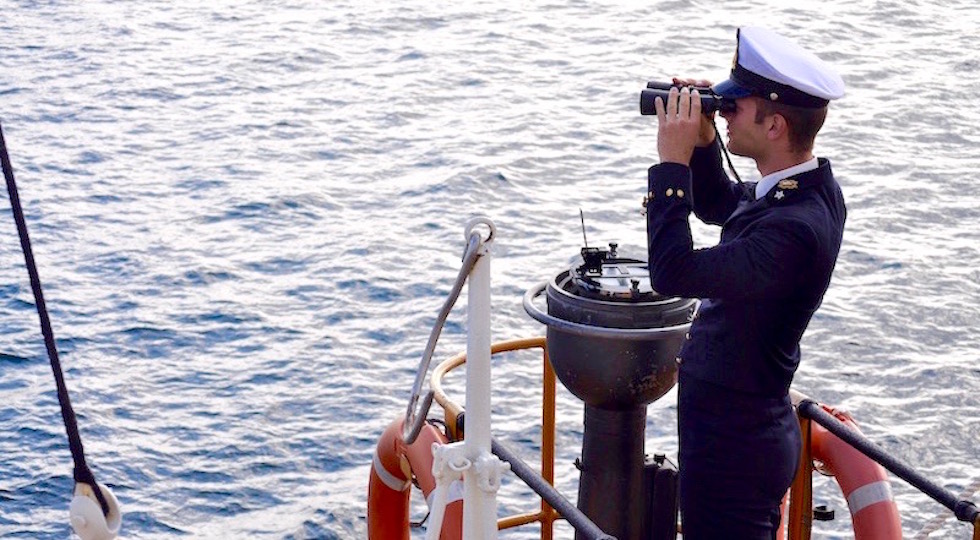 Un cadetto dell'Accademia Navale su Nave Vespucci