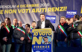 Matteo Salvini al comizio di Firenze il 12 novembre 2016 per il No al referendum