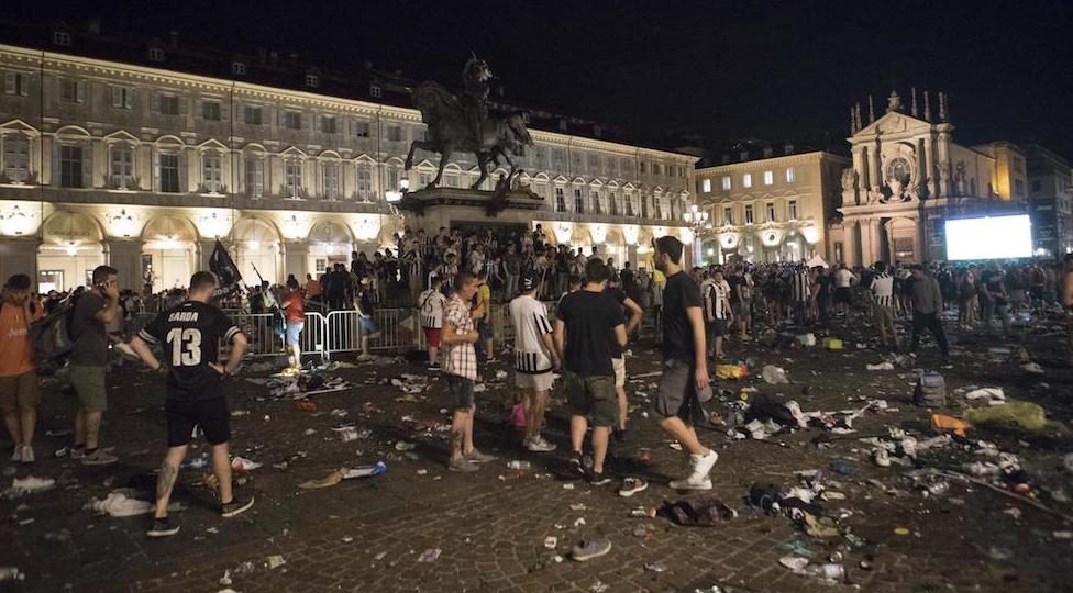 Piazza San Carlo a Torino dopo gli incidenti del 3 giugno 2017