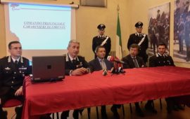 La conferenza stampa dei Carabinieri dopo gli arresti del 4 luglio. Da sin. Ten. col. Rosciano, col. De Liso, procuratore capo Creazzo, pm Coletta, capitano Testa