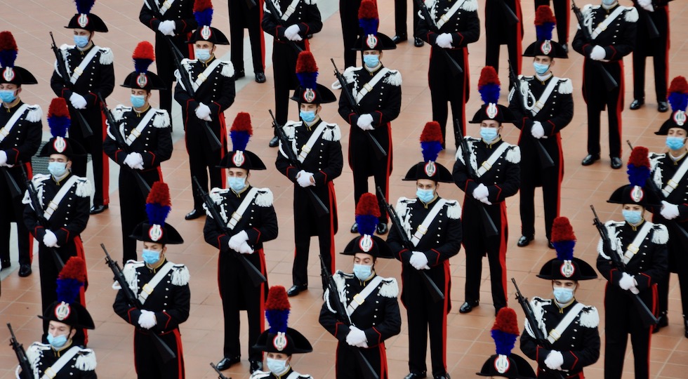 Allievi marescialli carabinieri del 9° corso durante la cerimonia del giuramento 2020