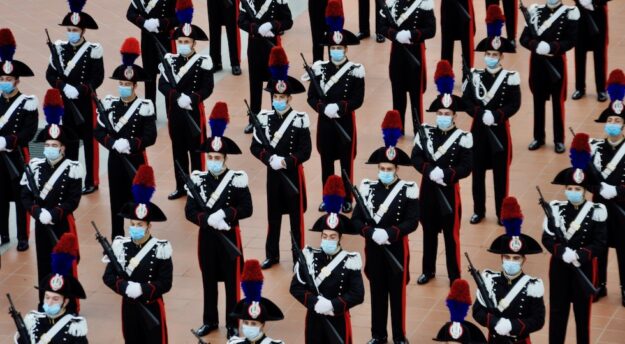Allievi marescialli carabinieri del 9° corso durante la cerimonia del giuramento 2020