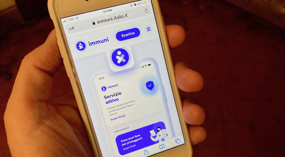 L'app Immuni del Governo italiano per notificare le possibili esposizioni al contagio Covid-19