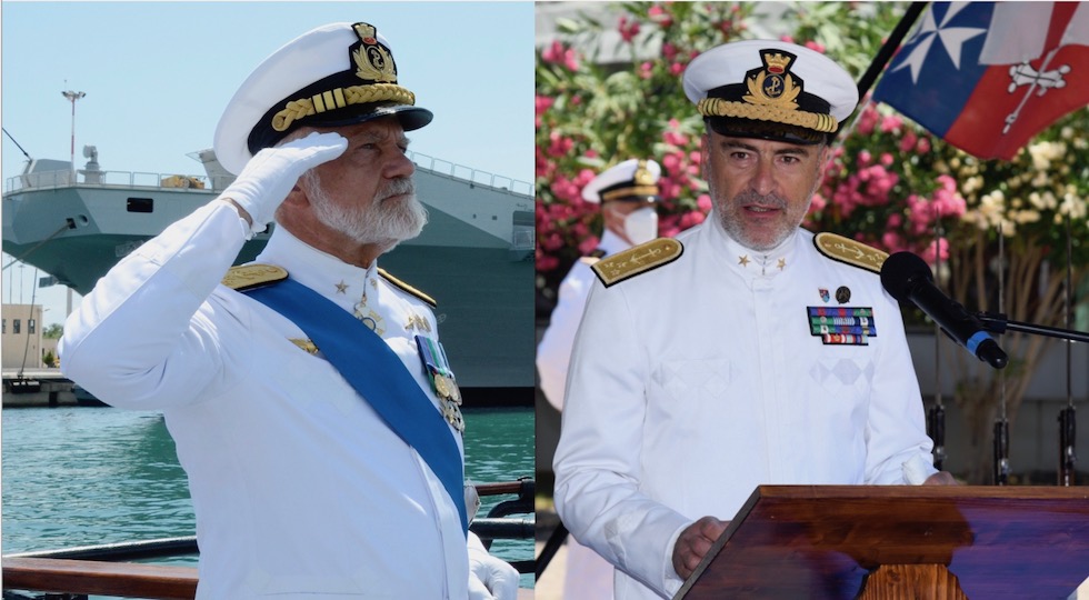 da sin. gli ammiragli di squadra Paolo Treu ed Enrico Credendino