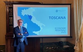 Vito Barone, direttore della Banca d'Italia di Firenze, alla presentazione della relazione sull'Economia della Toscana