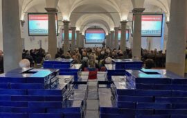 La sala De Vecchi dell'Istituto Geografico Militare durante la cerimonia del 153° anniversario dell'Igm