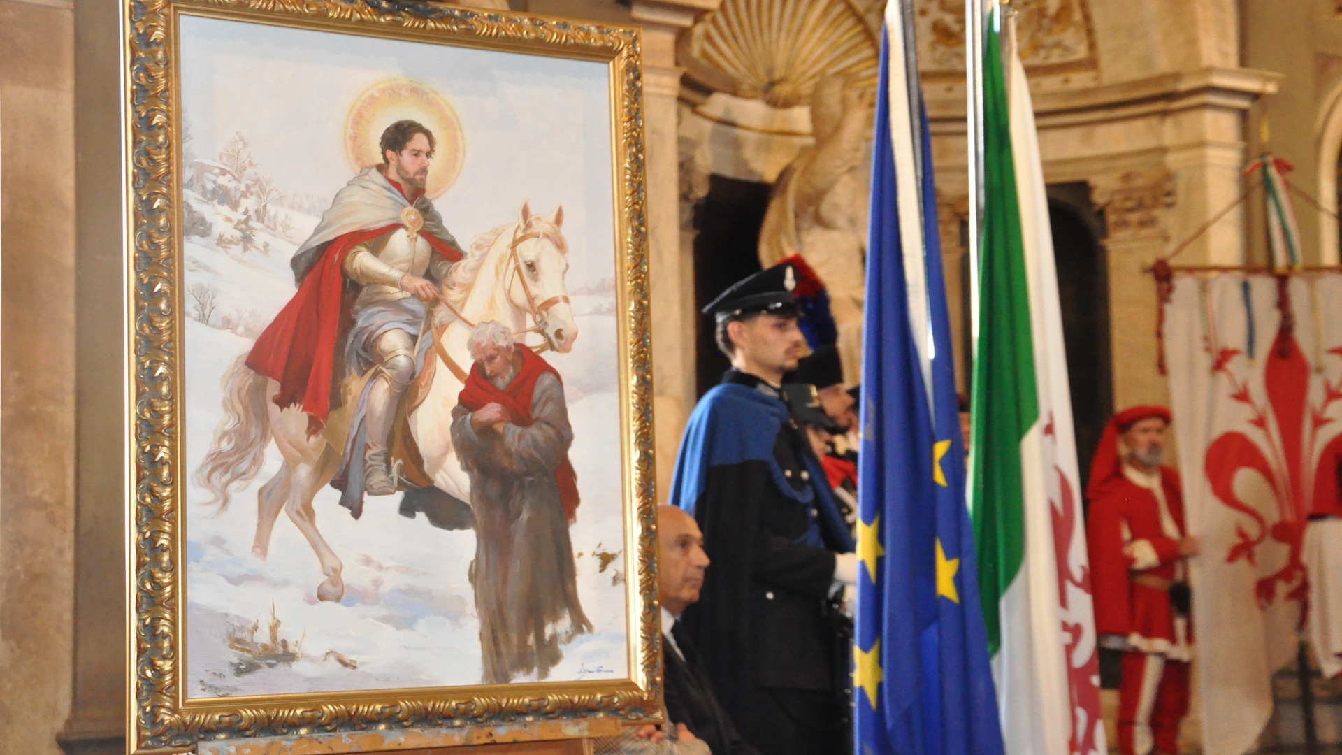 Il dipinto che raffigura San Martino realizzato dalla pittrice L'opera che raffigura San Martino realizzata dalla pittrice Lynn Guo